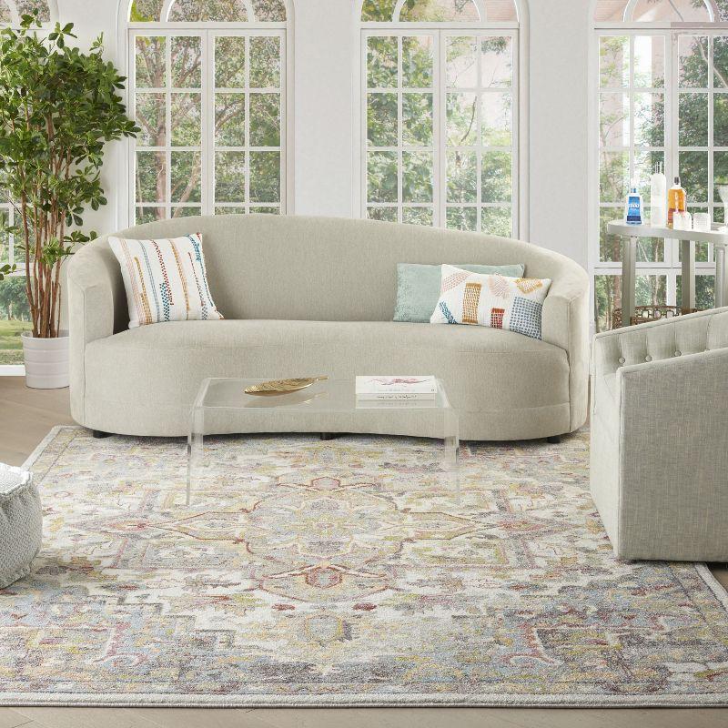 Ivory/Multi 9' x 12' Hand-knotted Synthetic Area Rug