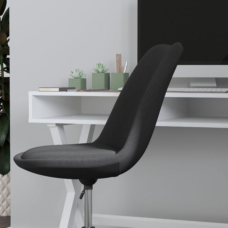 Black Fabric Mid-Back Swivel Office Chair with Chrome Base