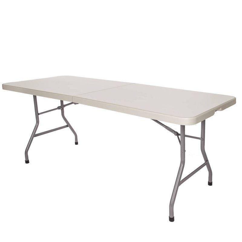 Hampden 72" Gray Plastic and Steel Fold-In-Half Table