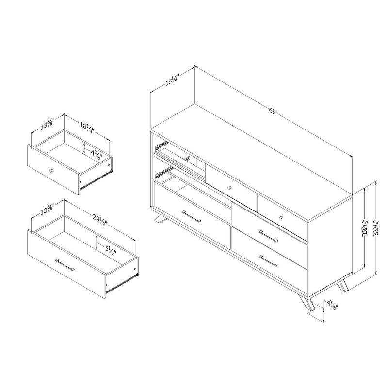 Flam 7 Drawer Double Dresser Natural Walnut/Matte Black - South Shore