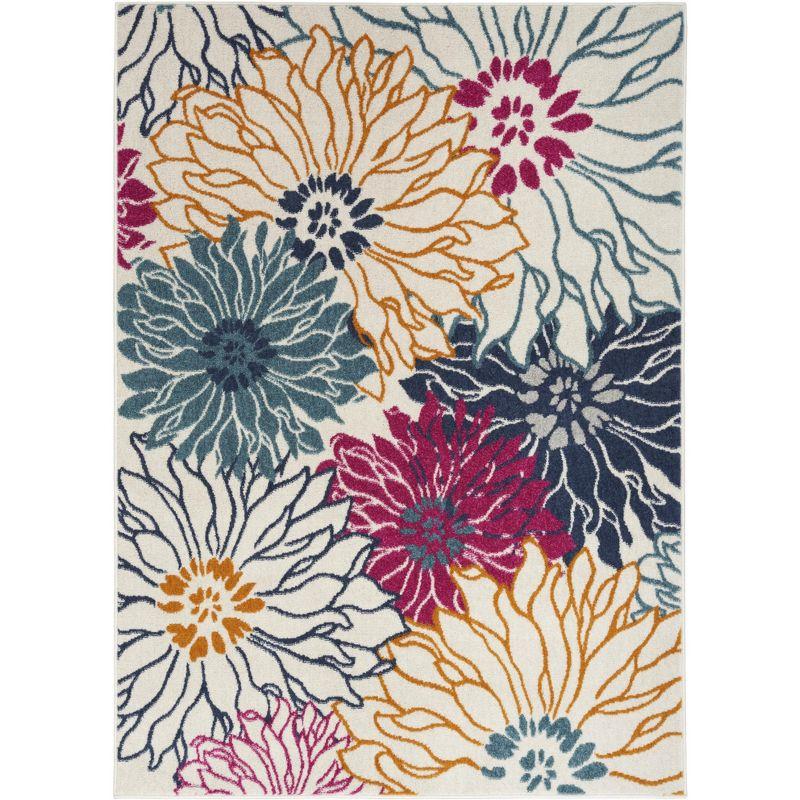 Handmade Off-White Floral Synthetic 8' x 10' Rug