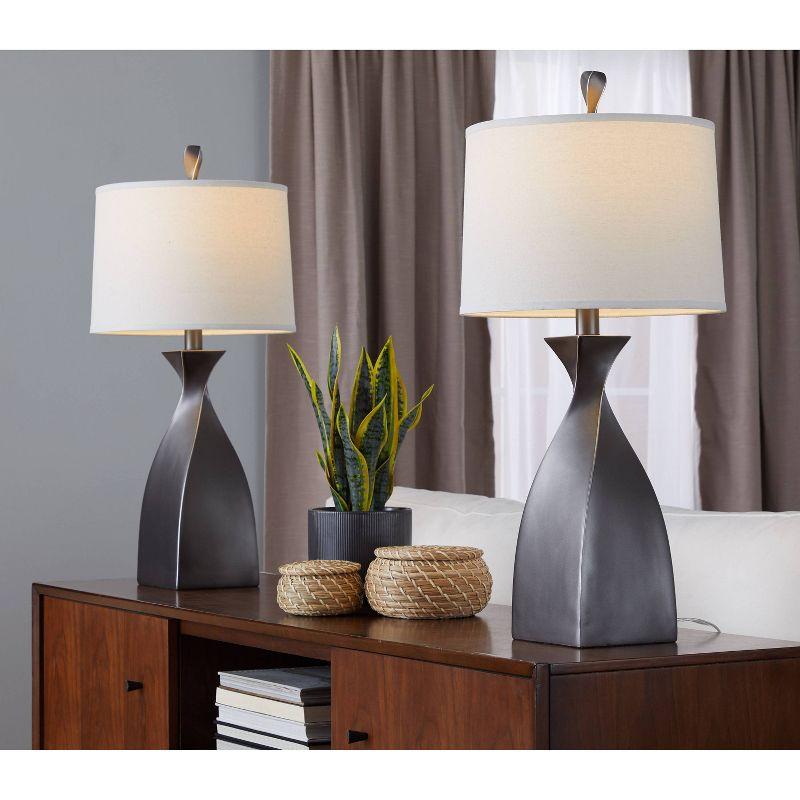 Curvo 30" Table Lamps Set with White Linen Shade