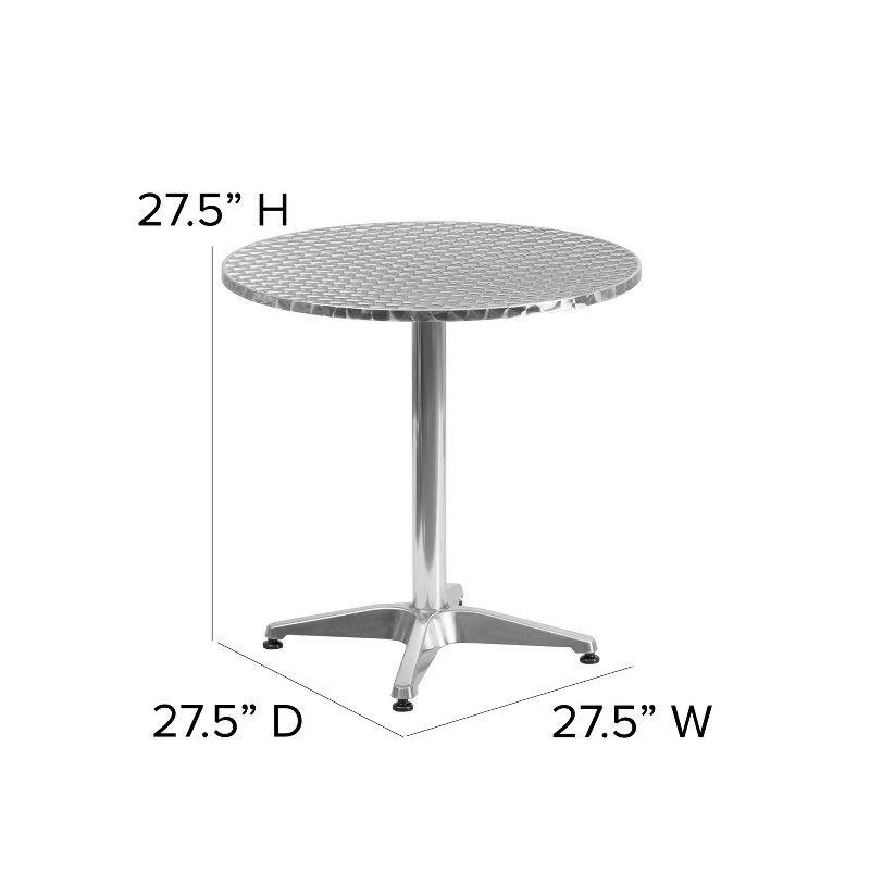 Sleek 27.5'' Round Silver Stainless Steel Indoor-Outdoor Table