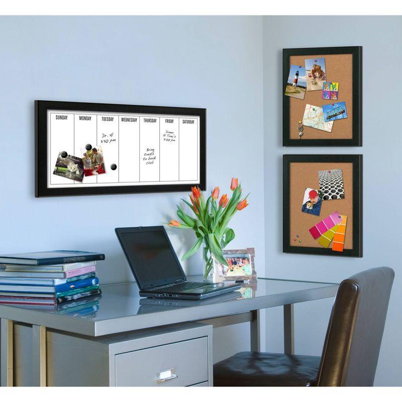 Black Framed Magnetic Dry Erase Weekly Calendar with Marker