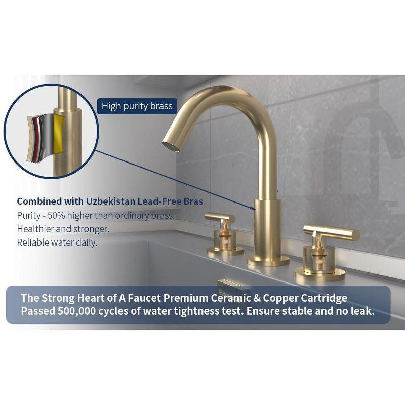 BWE 8 in. Widespread 2-Handle Mid-Arc Bathroom Faucet with Valve and cUPC Water Supply Lines