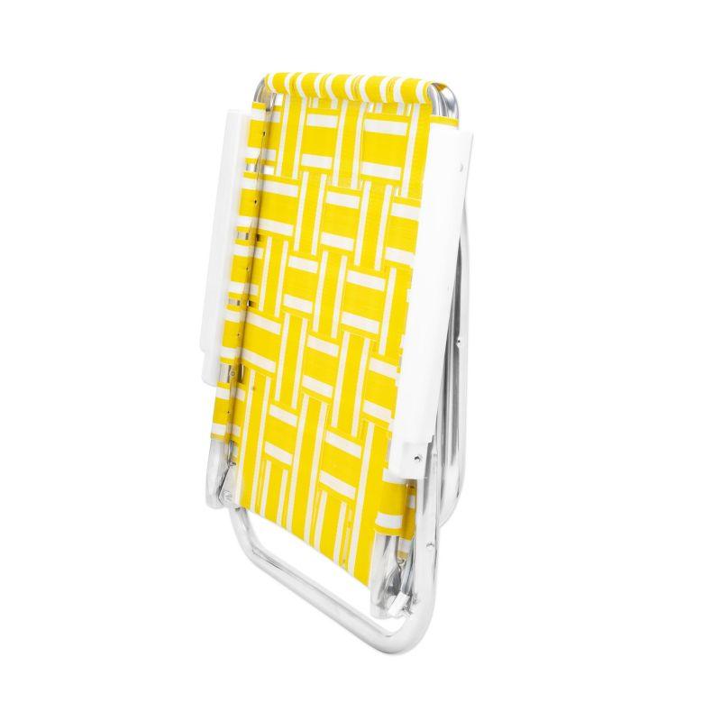 Yellow and White Aluminum High Back Beach Chair with Arms