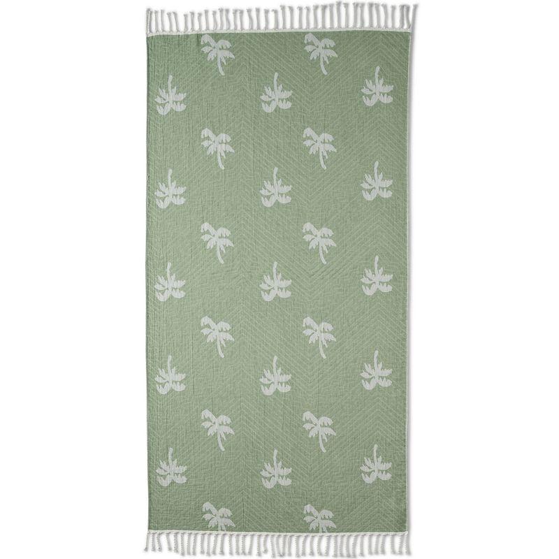 Lands' End Coast Clear Sand Resistant Turkish Cotton Beach Towel - One Size Fits Most - Palm Tree