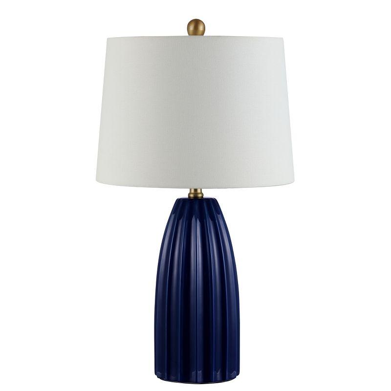 Kayden Navy Blue Ceramic Table Lamp with White Shade