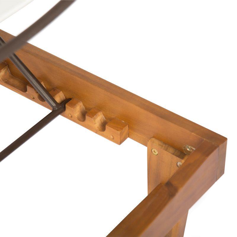 Christopher Knight Home Summerland Outdoor Mesh and Acacia Wood Armless Adjustable Chaise Lounges (Set of 2), White/Teak