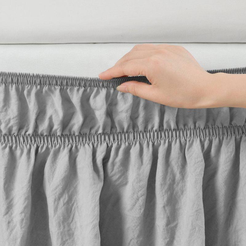 Ruched Ruffle Elastic Easy Wrap Around Bedskirt - Lush Décor