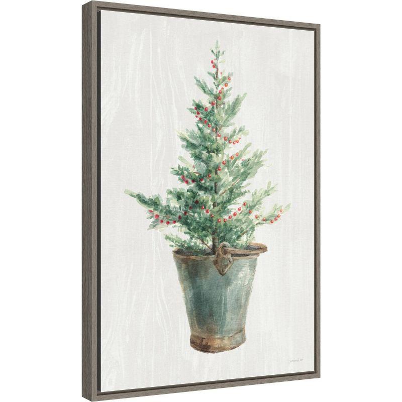 16" x 23" White and Bright Christmas Tree I Framed Wall Canvas - Amanti Art: Holiday Decor, Pine Artwork