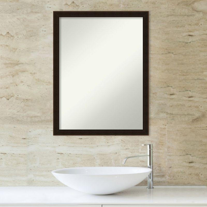 Amanti Art Espresso Brown Non-Beveled Wood Bathroom Wall Mirror