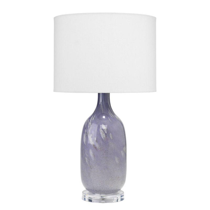 Lavender Glass Table Lamp with Linen Shade and Acrylic Base