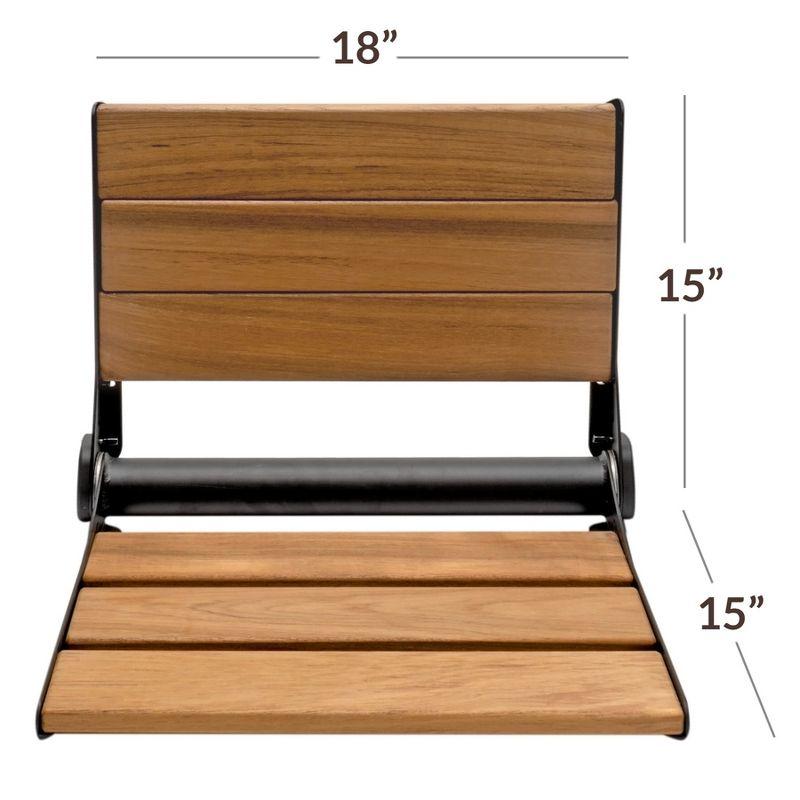 18" ADA Compliant Folding Teak Wood Shower Bench Seat