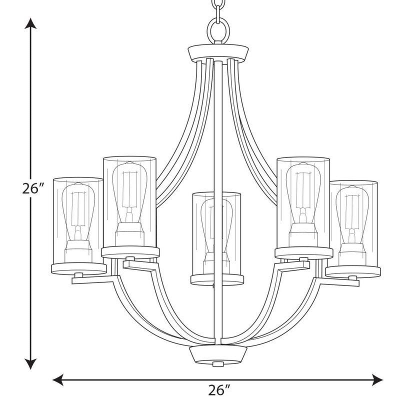 Progress Lighting Lassiter 5-Light Chandelier, Brushed Nickel, Clear Glass Shades