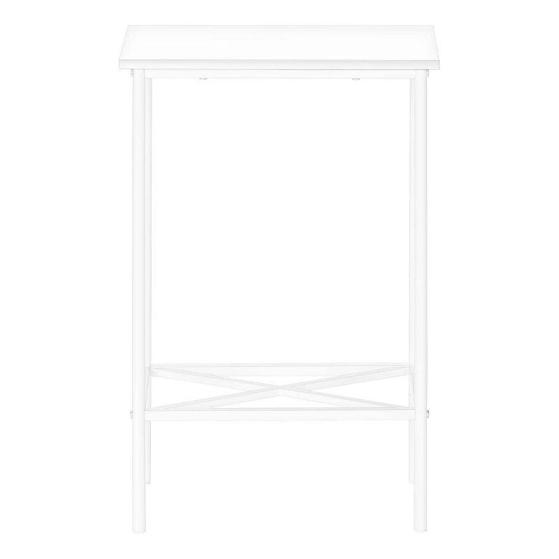 Monarch Specialties Accent Table, Side, End, Narrow, Small, 2 Tier, Living Room, Bedroom, White Laminate, White Metal, Contemporary, Modern