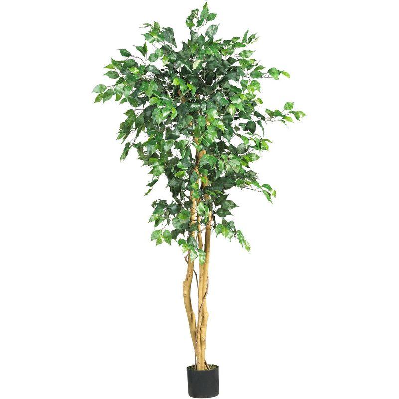 63" Silk Green Potted Outdoor Ficus Floor Plant