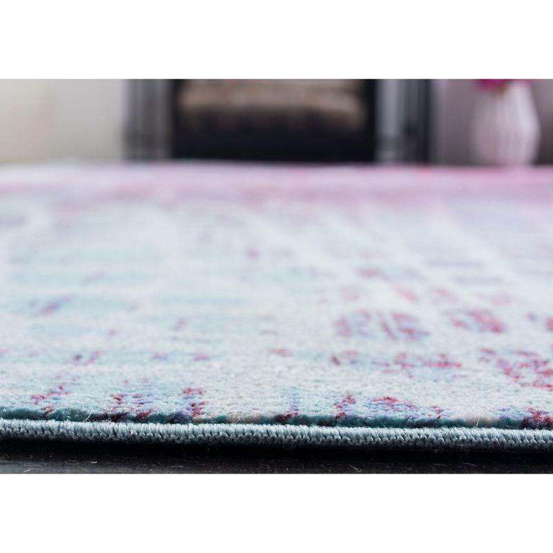 Valencia VAL204 Power Loomed Indoor Runner Rug - Blue/Fuchsia - 2'3"x10' - Safavieh