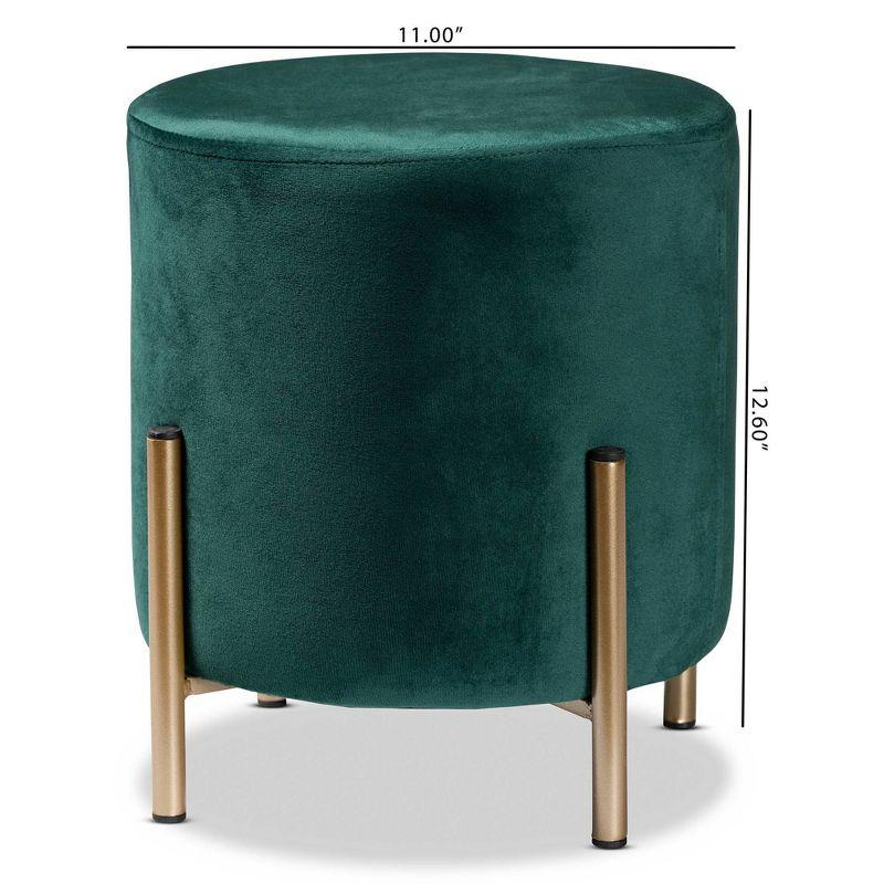 Thurman Velvet Metal Ottoman - Baxton Studio