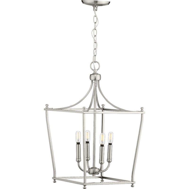 Progress Lighting Parkhurst 4-Light Foyer Pendant, Brushed Nickel, Steel, Lantern Style, Incandescent