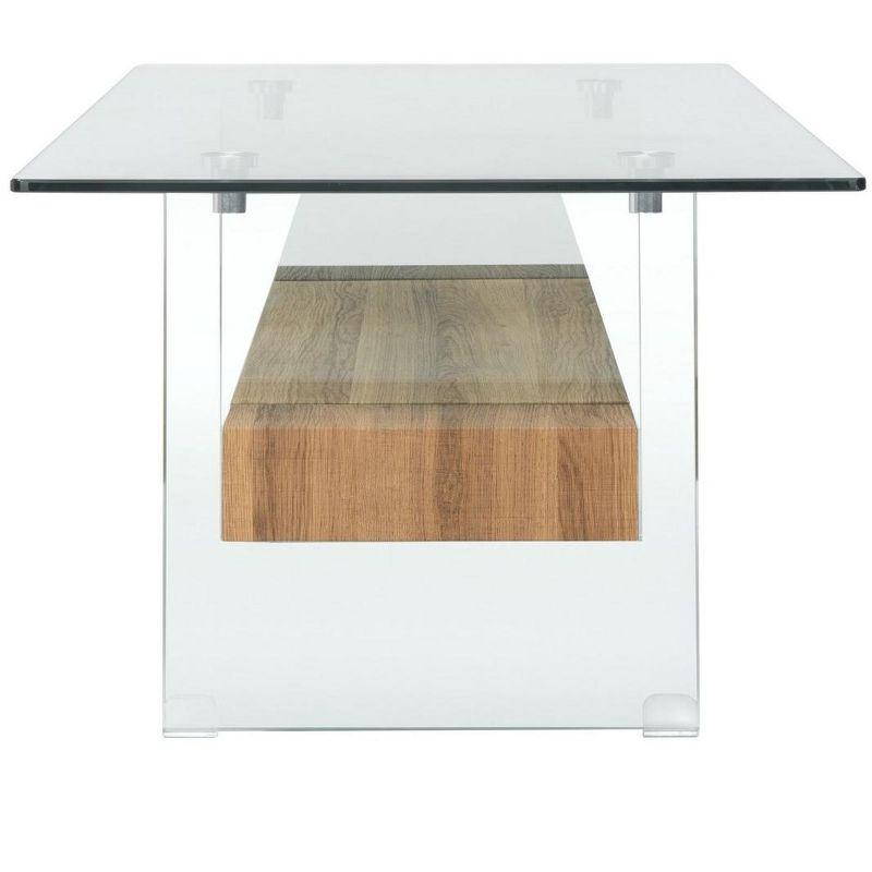 Kayley Coffee Table - Glass/Natural Brown - Safavieh