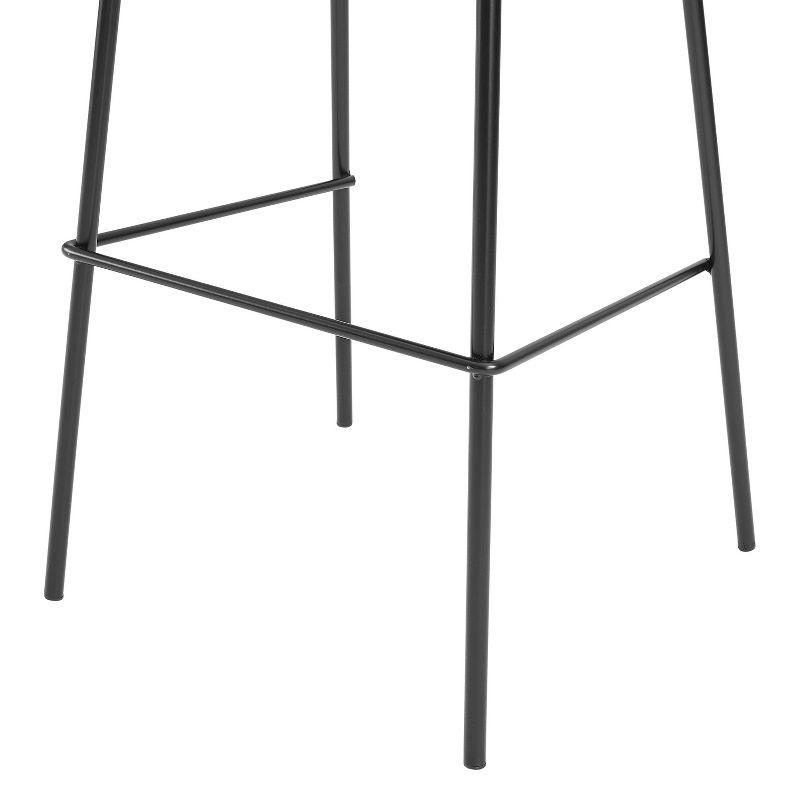 Gray Upholstered Bucket Seat Bar Stools with Steel Legs, Set of 2