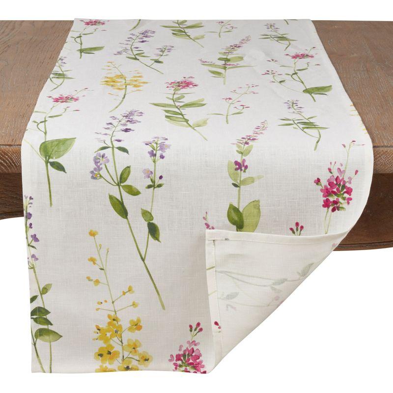 Saro Lifestyle Watercolor Floral Design Table Runner