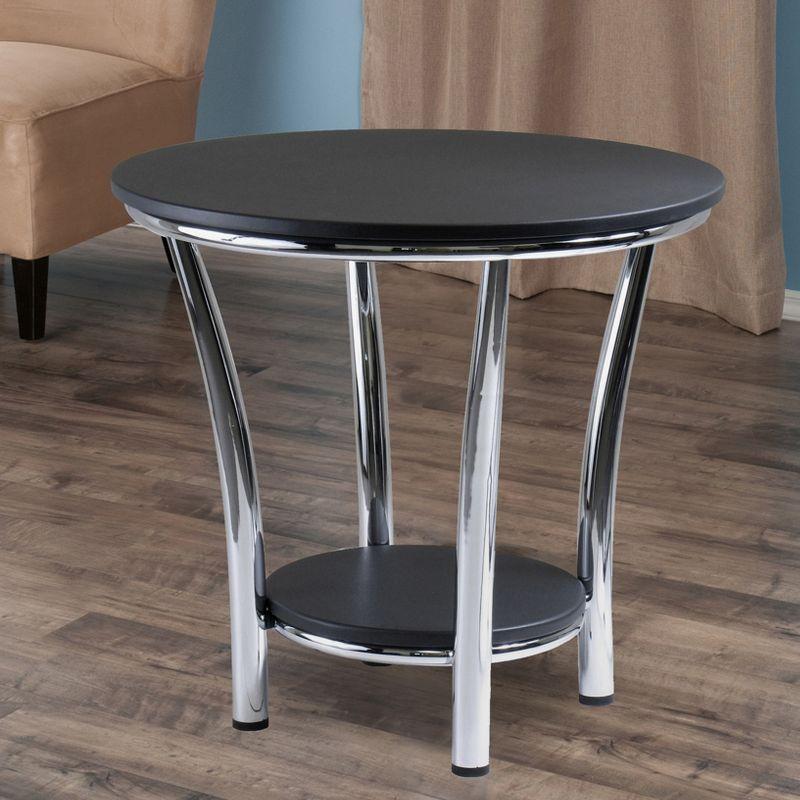 Maya Round End Table: 22" High, Storage Shelf, Modern Accent Furniture - Winsome