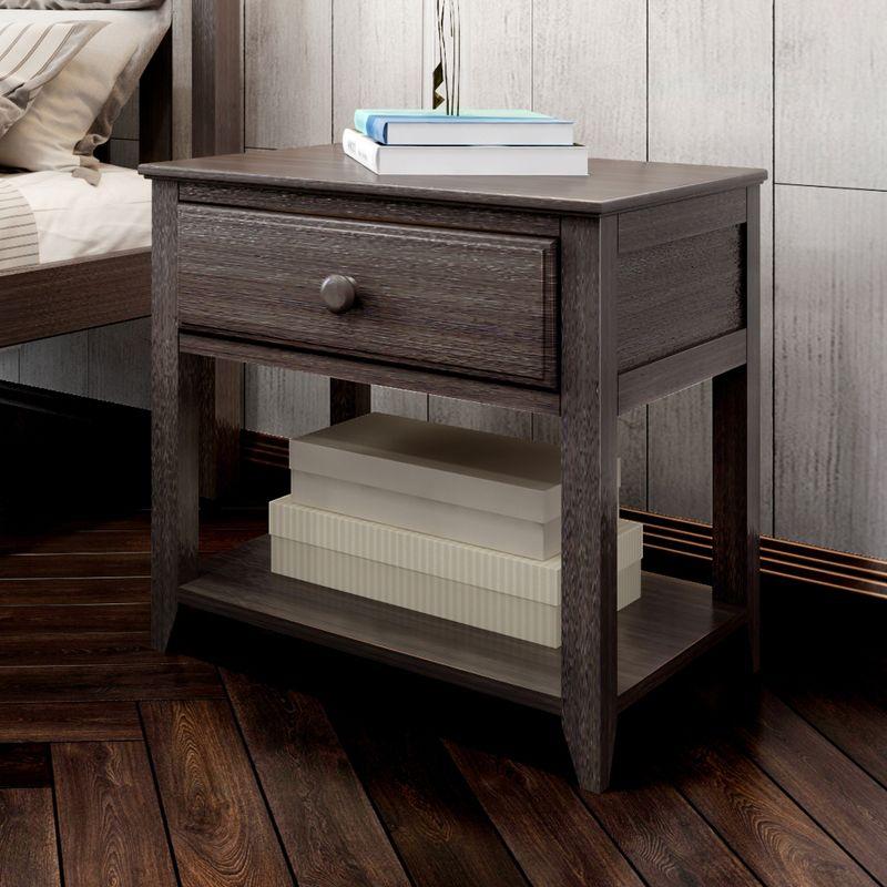 Clay Solid Wood Nightstand with Drawer and Shelf