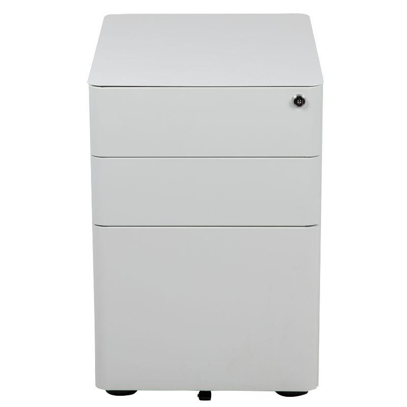 Flash Furniture Modern 3-Drawer Mobile Locking Filing Cabinet with Anti-Tilt Mechanism and Hanging Drawer for Legal & Letter Files