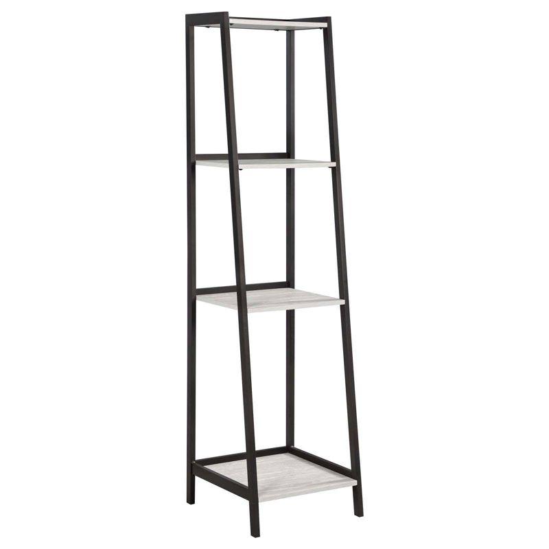 Pinckard 68.75" Gray Stone and Black Ladder Bookcase