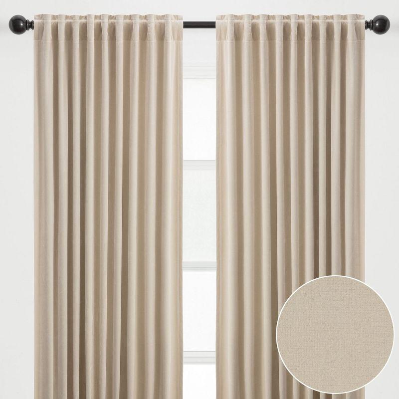 Chanasya 2pk Solid Velvet Room Darkening Blackout Privacy Window Curtain Panels - Set of 2 - 52 x 63 Inches Long - Beige