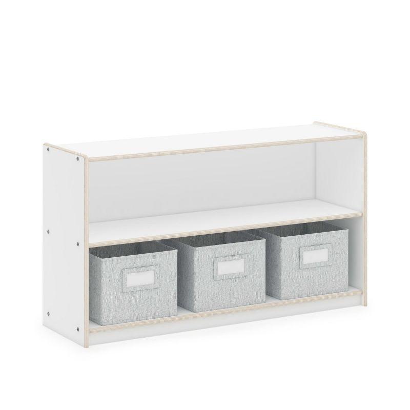 PlayBright Kids White 2-Cube Storage Organizer with Fabric Bins