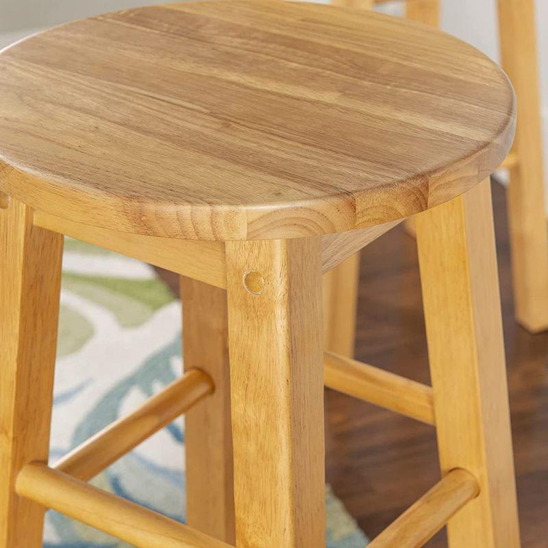 PJ Wood Classic Round Seat 29" Tall Kitchen Counter Stools for Homes, Dining Spaces, and Bars with Backless Seats & 4 Square Legs, Natural (Set of 4)