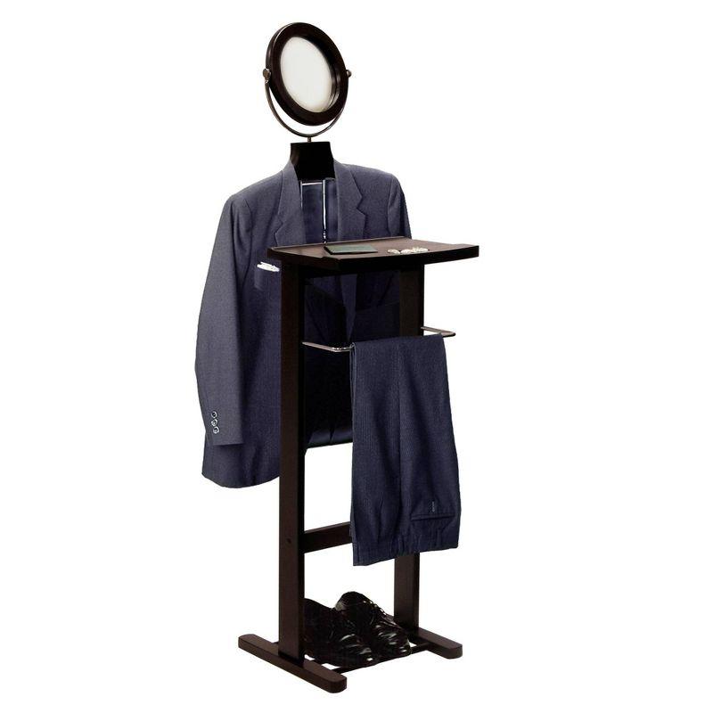 Carson Valet Stand - Dark Espresso - Winsome: Suit & Accessory Organizer, Shoe Rack, Tilt Mirror