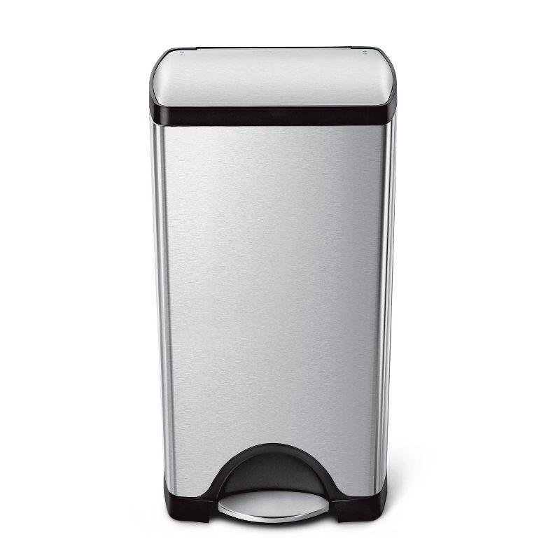 30L Silver Stainless Steel Rectangular Step Trash Can