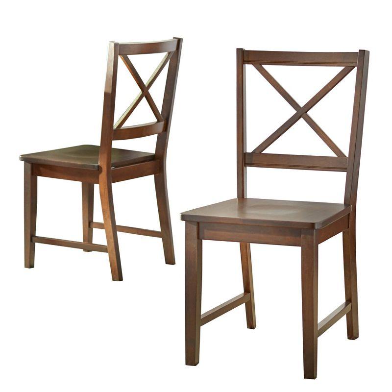 Set of 2 Virginia Farmhouse Crossback Dining Chairs Espresso - Buylateral: Rubberwood Frame, Unupholstered