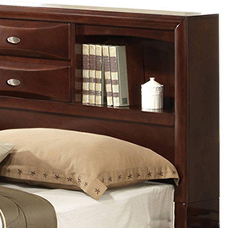 Ireland 91" Queen Bed Espresso - Acme Furniture: Brushed Nickel Hardware, Platform Storage, Microfiber Upholstery