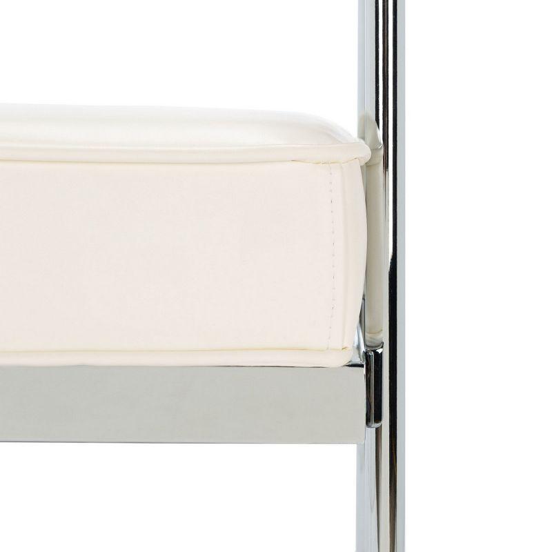 Pim Small Rectangle Bench W/ Arms - White/Chrome - Safavieh