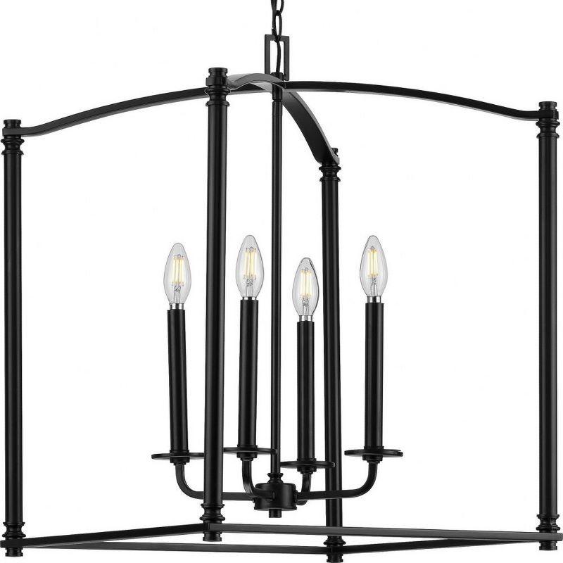 Winslett 25" Matte Black Steel 4-Light Foyer Pendant