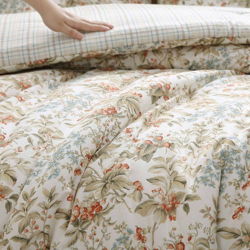 Twin Red Cotton Reversible Floral Bedspread Set