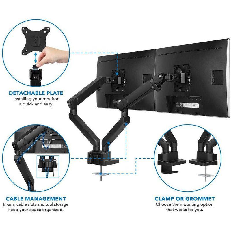 Mount-It Height Adjustable Articulating Dual Monitor Arm Mount Desk Stand | For 17 - 32 in. Screens