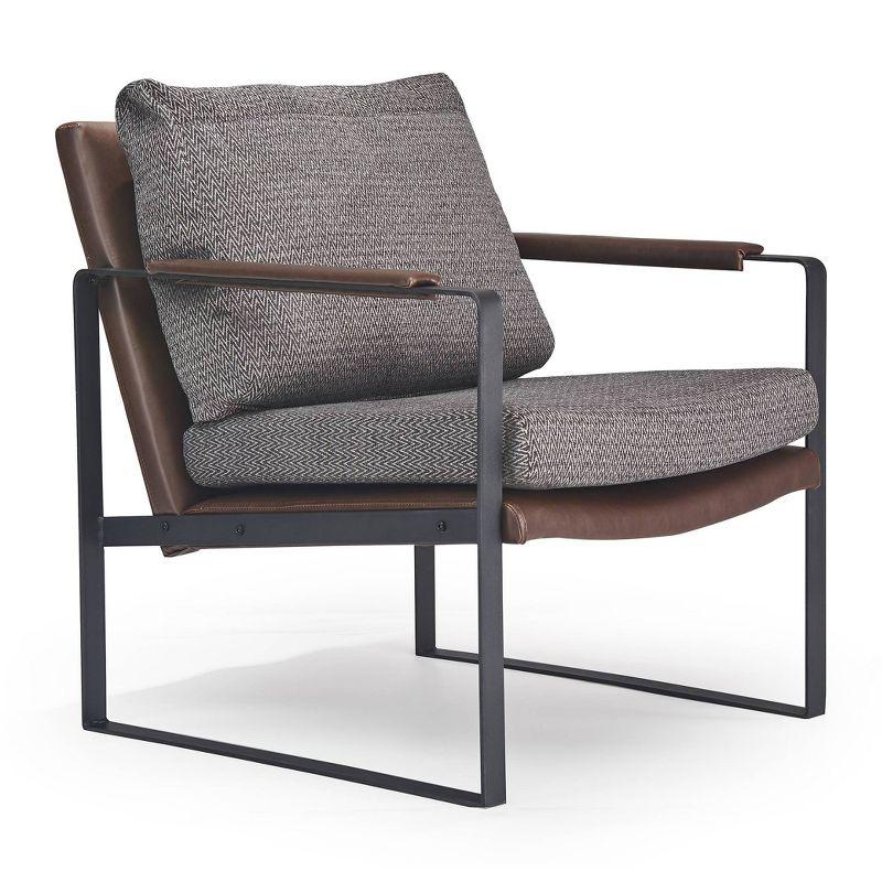 24" Amelie Mid-Century Modern Armchair Distressed Gray - Finch: Upholstered Polyester, Wood & Metal Frame