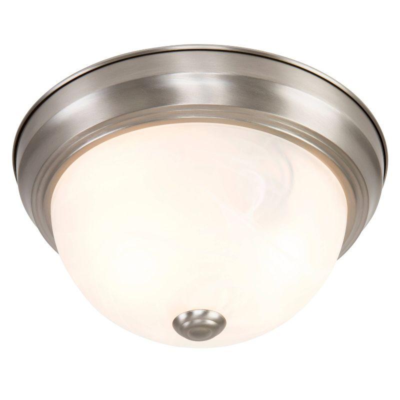 Yosemite 2 Light Flush Mount - Satin Nickel: UL Listed, Glass Shade, Metal Body, E26 Socket