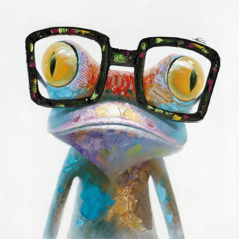 Hipster Froggy II Unframed Wall Canvas - Yosemite Home Decor: Modern Animal Art, 20x20 Wood Canvas
