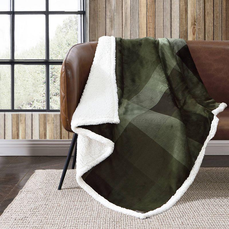 50"x60" Pine Plaid Throw Blanket Green - Eddie Bauer: Soft Fleece, Cozy, Machine Washable