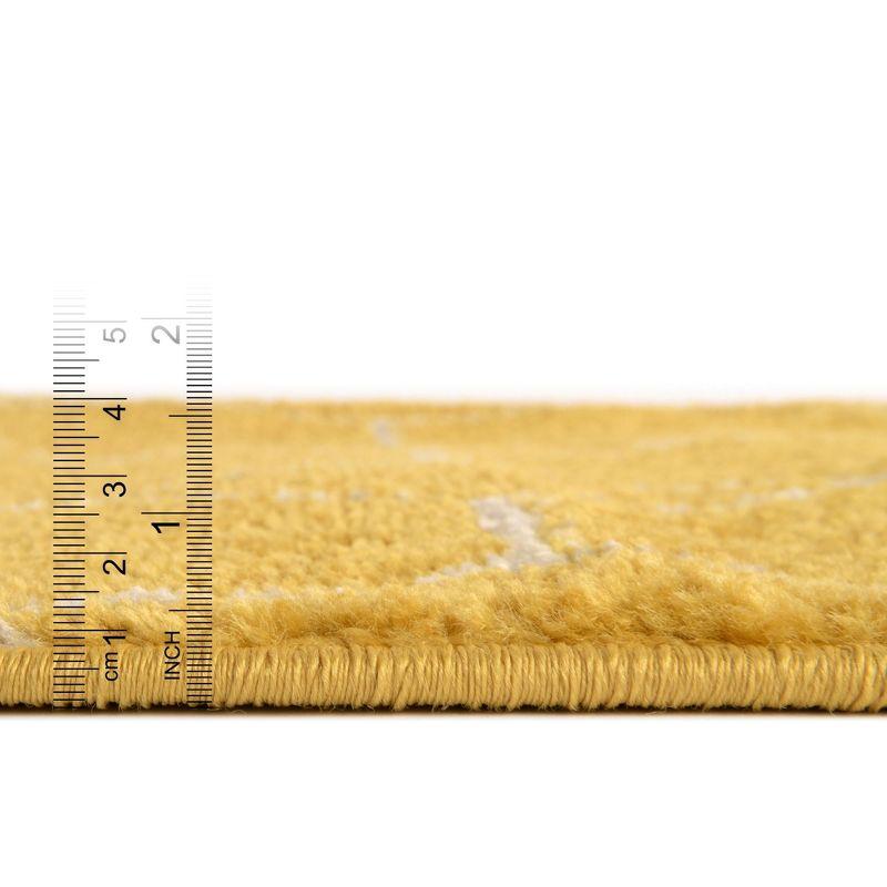 Modern Yellow Trellis Square Synthetic Indoor Rug