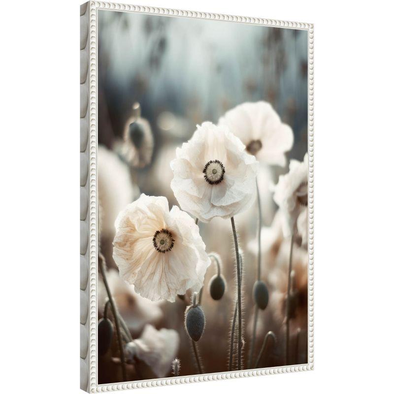 Amanti Art White Poppy Field No 1 by Treechild  Framed Canvas Wall Art