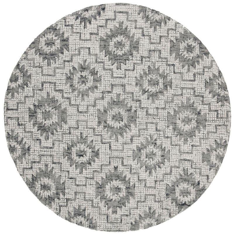Abstract ABT202 Handmade Indoor Area Rug - Ivory/Dark Grey - 6' Round - Safavieh