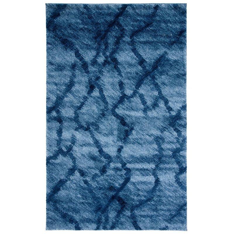 Abstract Blue Hues Round Shag Rug - Easy Care Synthetic 59"